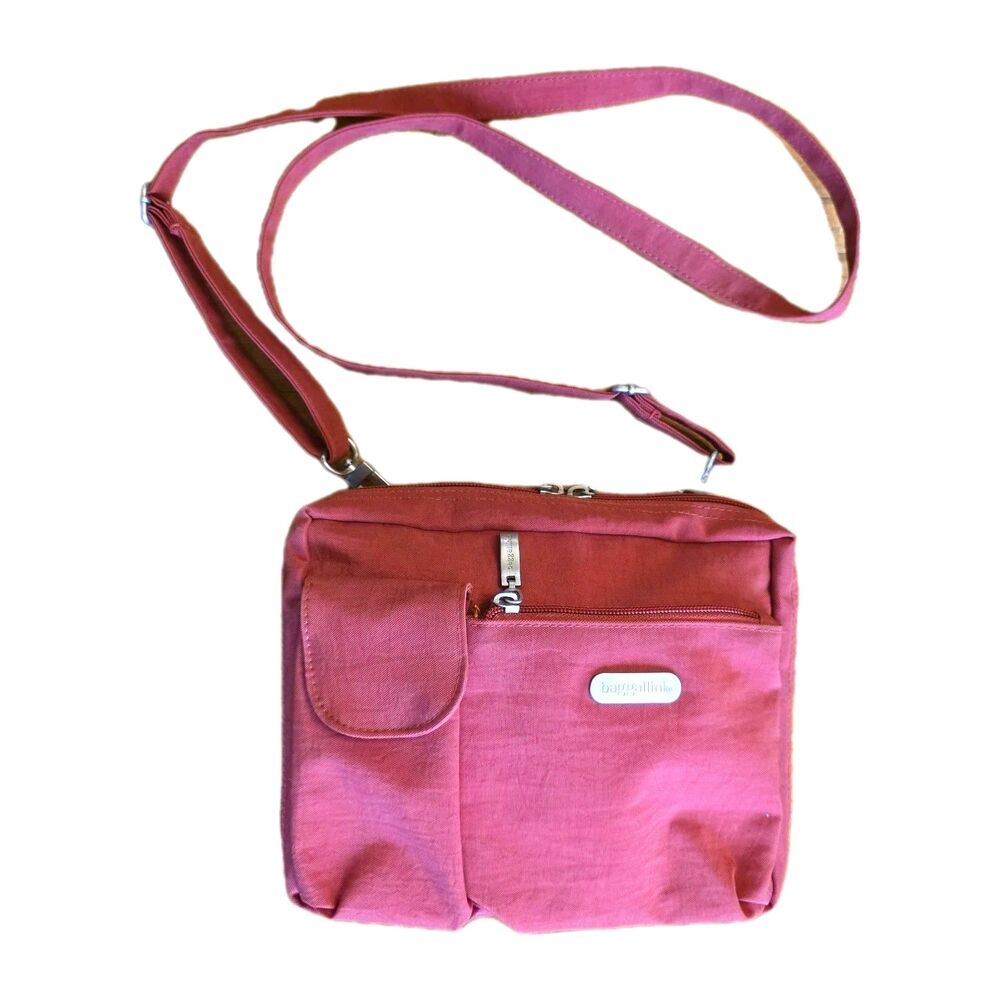 Baggallini Organizing Light Red Crossbody Bag Tote Purse With Pockets Travel